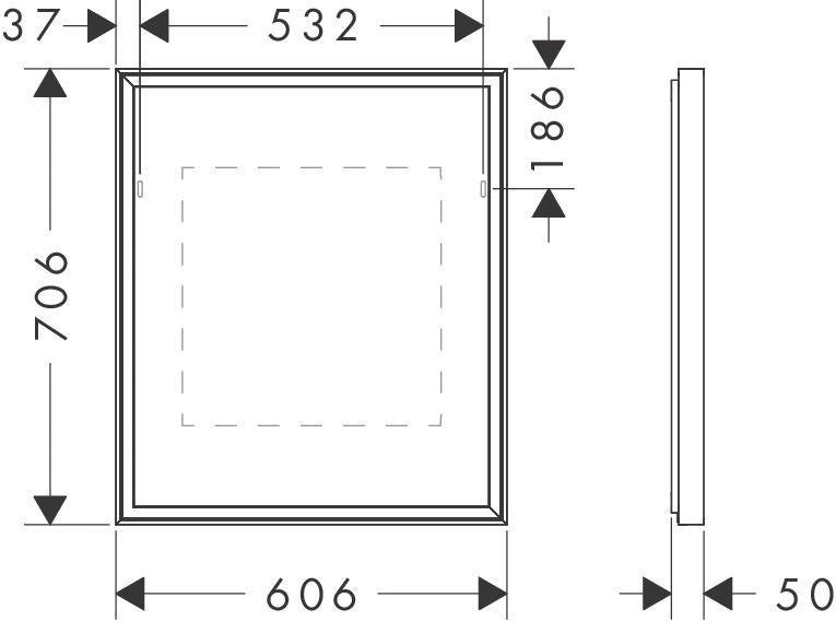 HANSGROHE Spiegel Xarita E mit LED-Beleuchtung, IR-Sensor und AntiFog, mattweiß 500x700x50mm