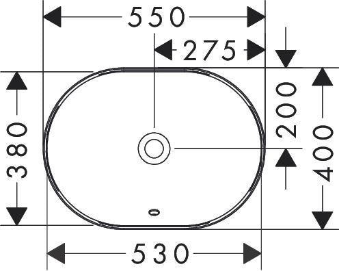 HANSGROHE Xuniva U Einbauwaschtisch 55x40 cm weiß ohne Hahnloch mit Überlauf