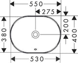 HANSGROHE Xuniva U Einbauwaschtisch 55x40 cm weiß ohne Hahnloch mit Überlauf