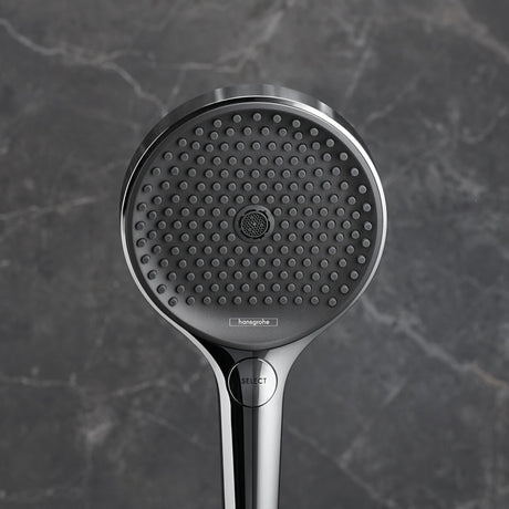 HANSGROHE HG Handbrause Rainfinity 130 3jet Chrom – 3 Strahlarten, QuickClean, Select-Taste