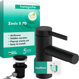 Hansgrohe Zesis S Waschtisch-Einhebelmischer 70 mm mit Metall-Zugstangen-Ablaufgarnitur verchromt