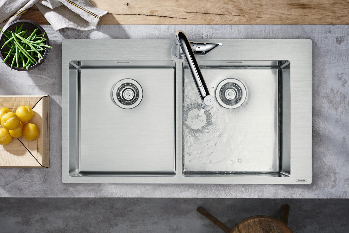HANSGROHE Einbauspüle S71 Doppelbecken 370 x 370 mm Edelstahl flächenbündig