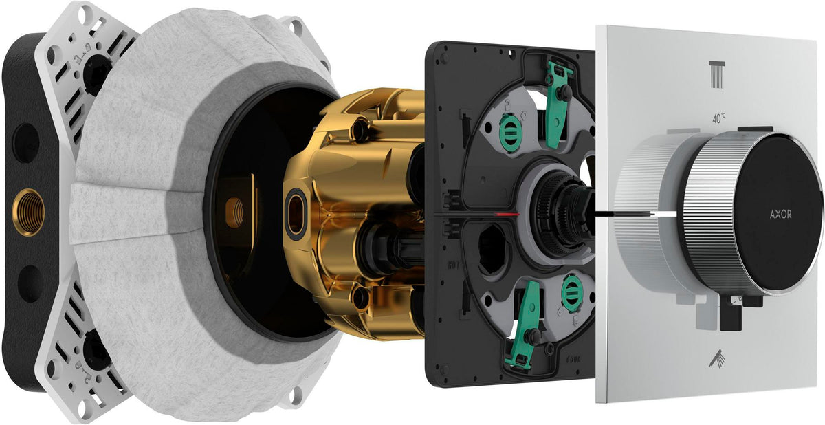 AXOR ShowerSelect ID Unterputz-Thermostat eckig, 2 Verbraucher, Chrom – präzise Steuerung