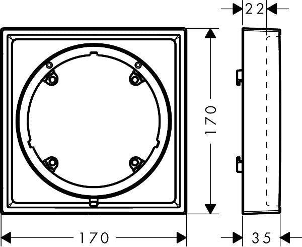 AXOR ShowerSelect ID Verlängerungsrosette eckig 22 mm Chrom – 170 x 170 mm