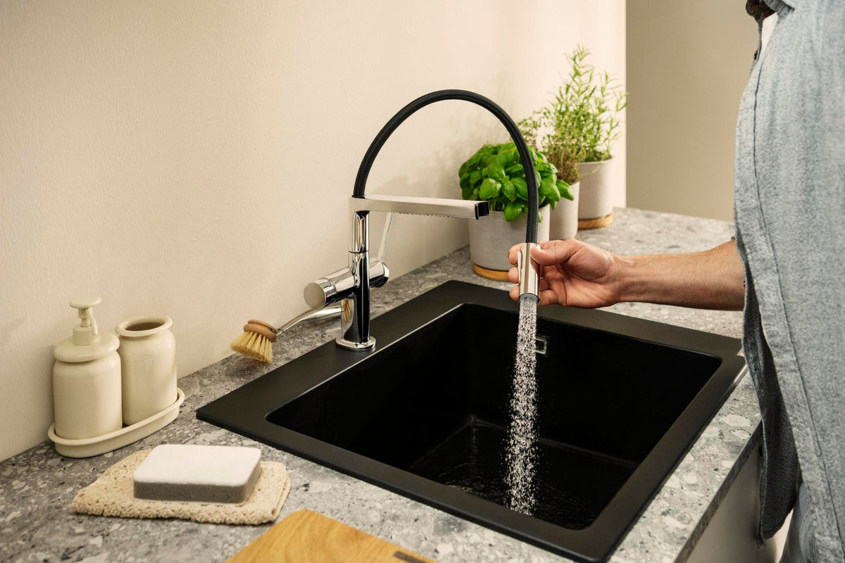 HANSGROHE Einbauspüle S51 450 SilicaTec graphitschwarz 1 Becken 60 cm Unterschrank