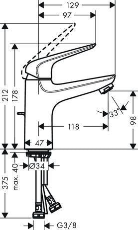 HANSGROHE Novus 100 Einhebel-Waschtischmischer DN 15 mit Zugstangen-Ablaufgarnitur, chrom