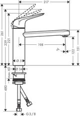 HANSGROHE Focus M42 Einhebel-Küchenmischer ComfortZone 120 Eco CoolStart chrom
