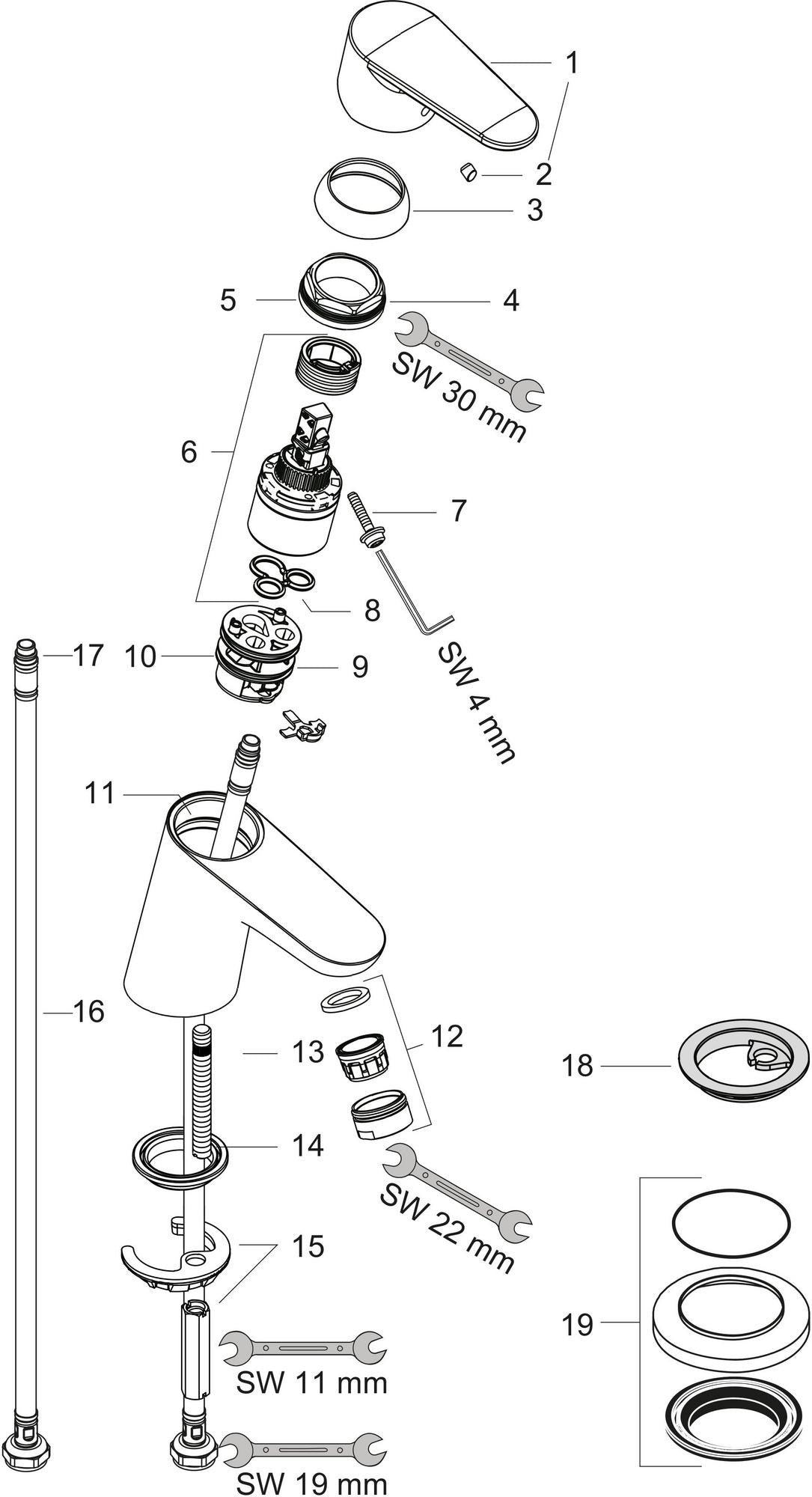 Hansgrohe Focus 70 Einhebel-Waschtischmischer DN 15 mit Zugstangen-Ablaufgarnitur, chrom