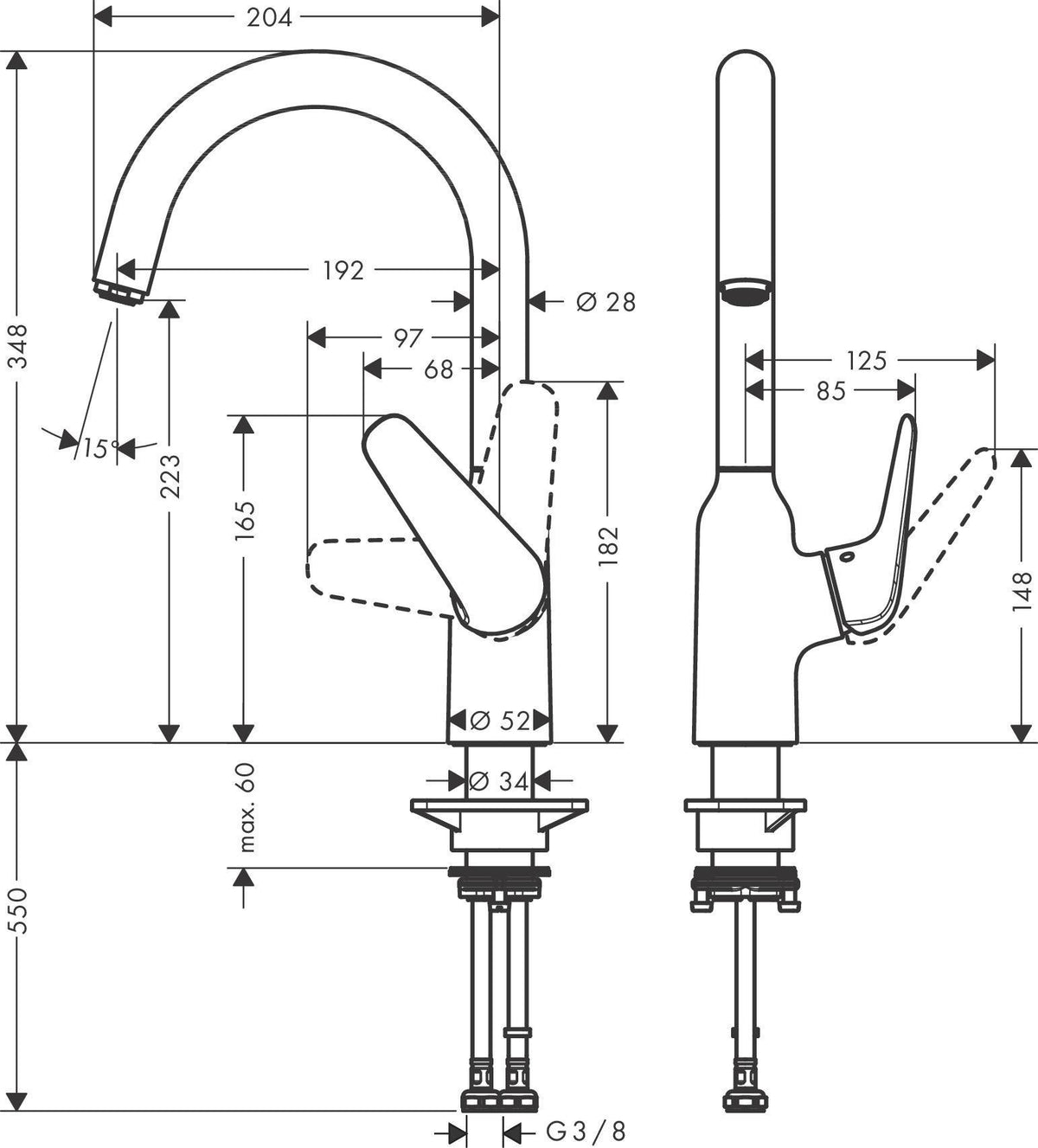HANSGROHE HG Spültischmischer 220 Schwenkauslauf M421-H220 Chrom – ComfortZone 220, 360° Schwenkbereich