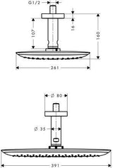 HANSGROHE PURA VIDA 400 AIR Kopfbrause 390 x 260 mm, 1jet, Deckenmontage, chrom