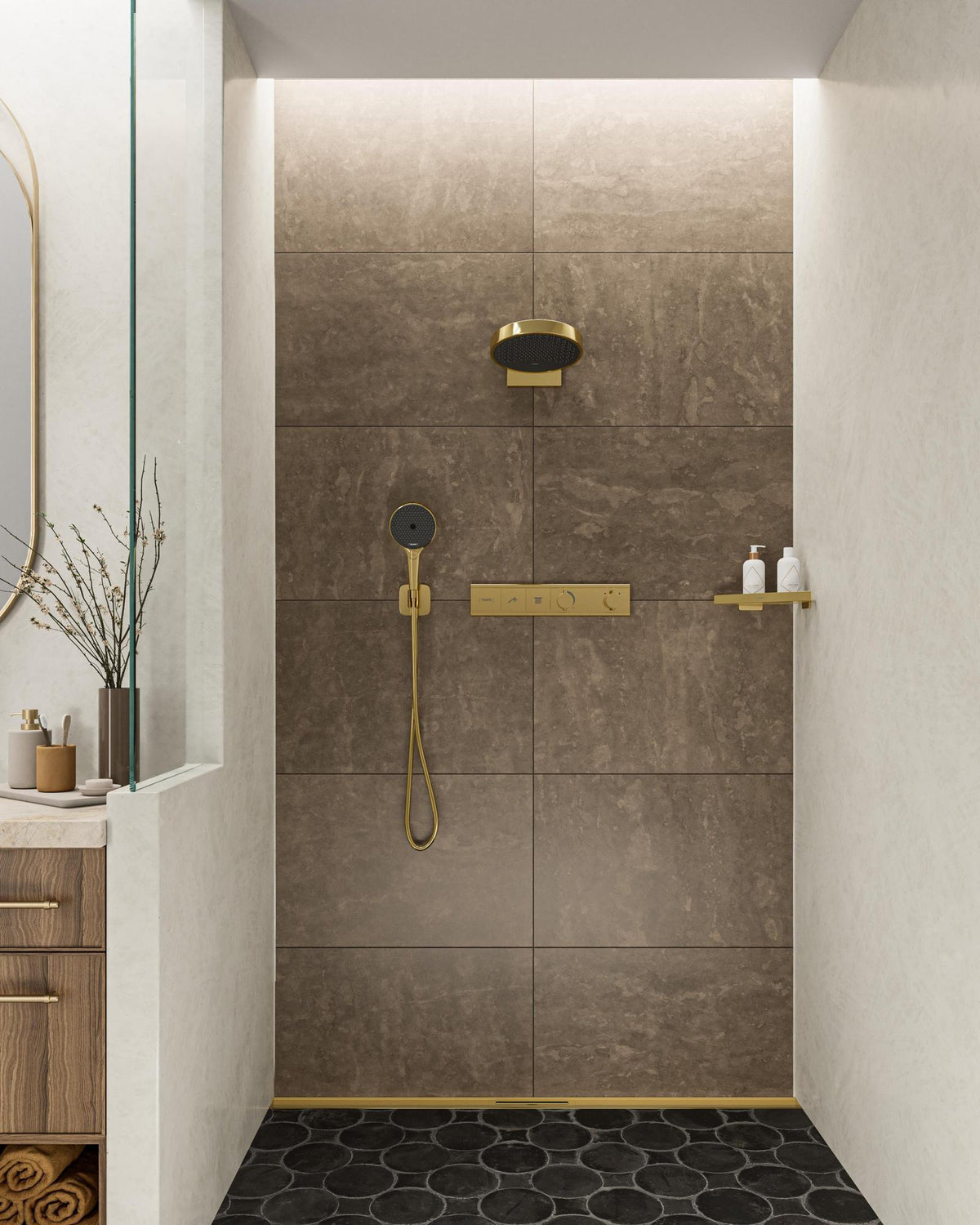 HANSGROHE HG Handbrause Rainfinity 130 3jet Chrom – 3 Strahlarten, QuickClean, Select-Taste
