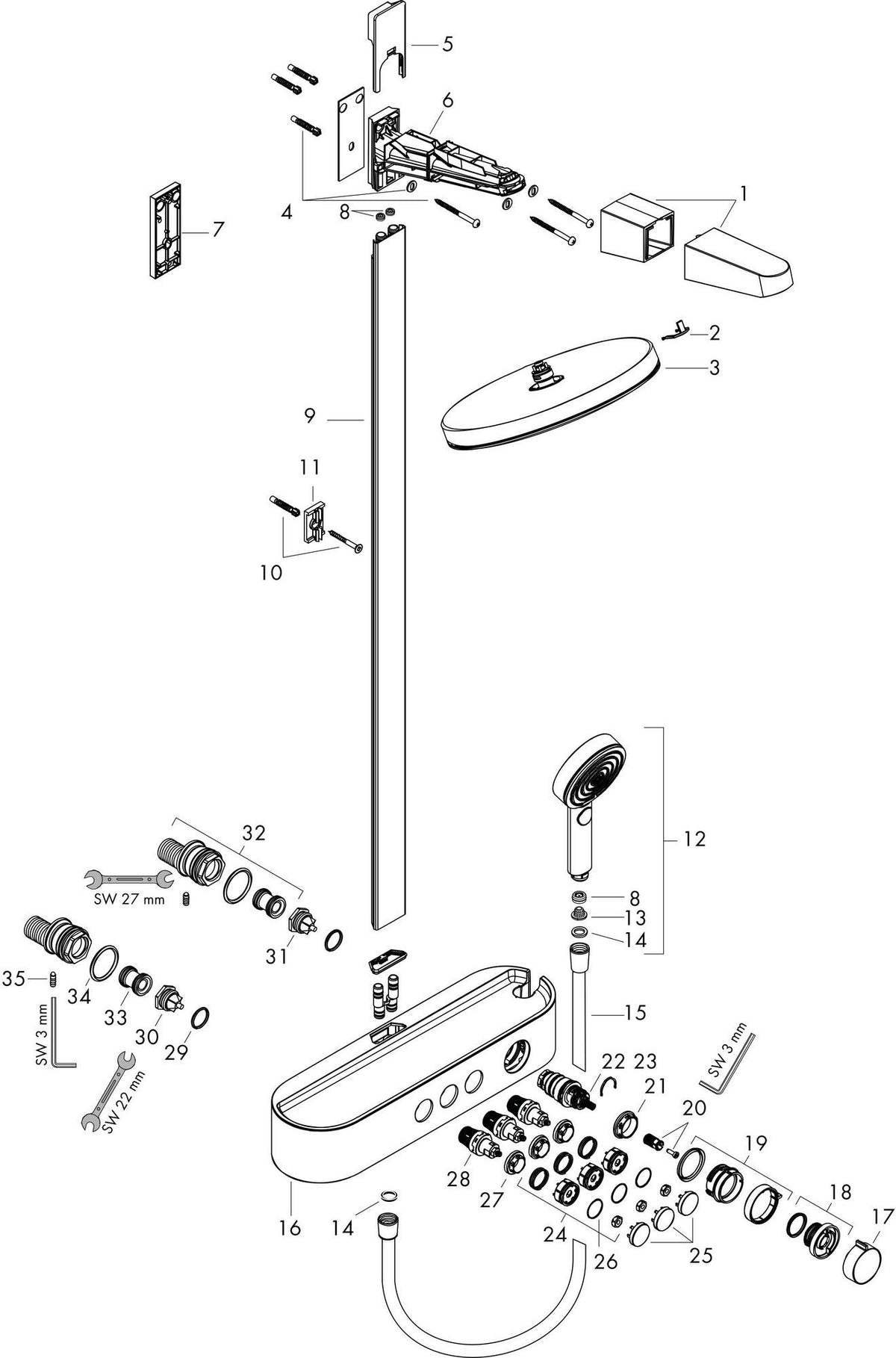 HANSGROHE Showerpipe Pulsify 260 2jet mit Brausethermostat – Chrom, PowderRain & CoolContact