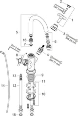 AXOR MONTREUX 2-Griff-Waschtischarmatur DN 15 mit Zugstangen-Ablaufgarnitur, chrom