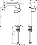HANSGROHE Tecturis S Fine ComfortZone 240 Einhebel-Waschtischmischer mit Push-Open Ablaufgarnitur, chrom