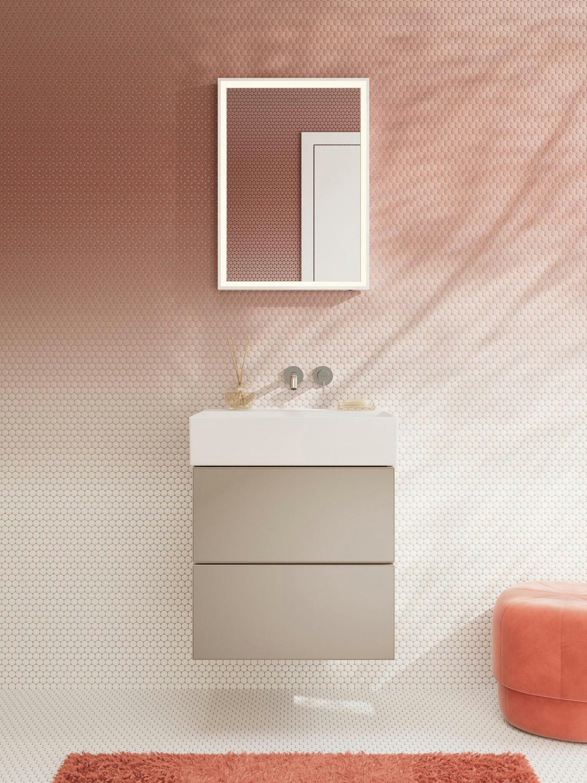 HANSGROHE Xevolos E Waschtischunterschrank 580 mm mattweiß/eiche dunkel mit Push-Open und SoftClose