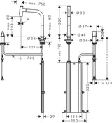 HANSGROHE Metris Select M71 Spültischmischer 200 Select 2jet mit Ausziehbrause und sBox, chrom