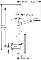 HANSGROHE Raindance Select E 120 Brauseset mit Unica´S Puro Stange, 3 Strahlarten, Chrom