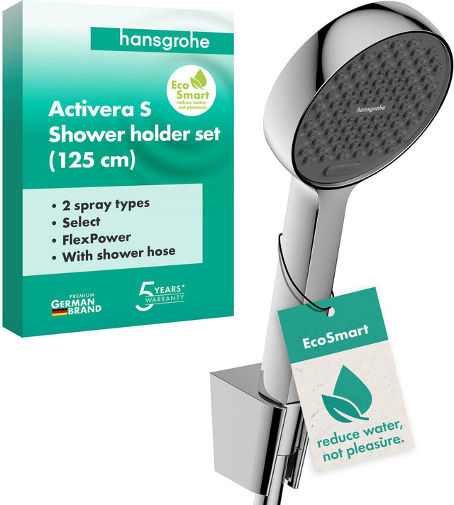 HANSGROHE Activera Select S 95 Brausehalterset – 2 Strahlarten, EcoSmart, 1250 mm Schlauch, chrom