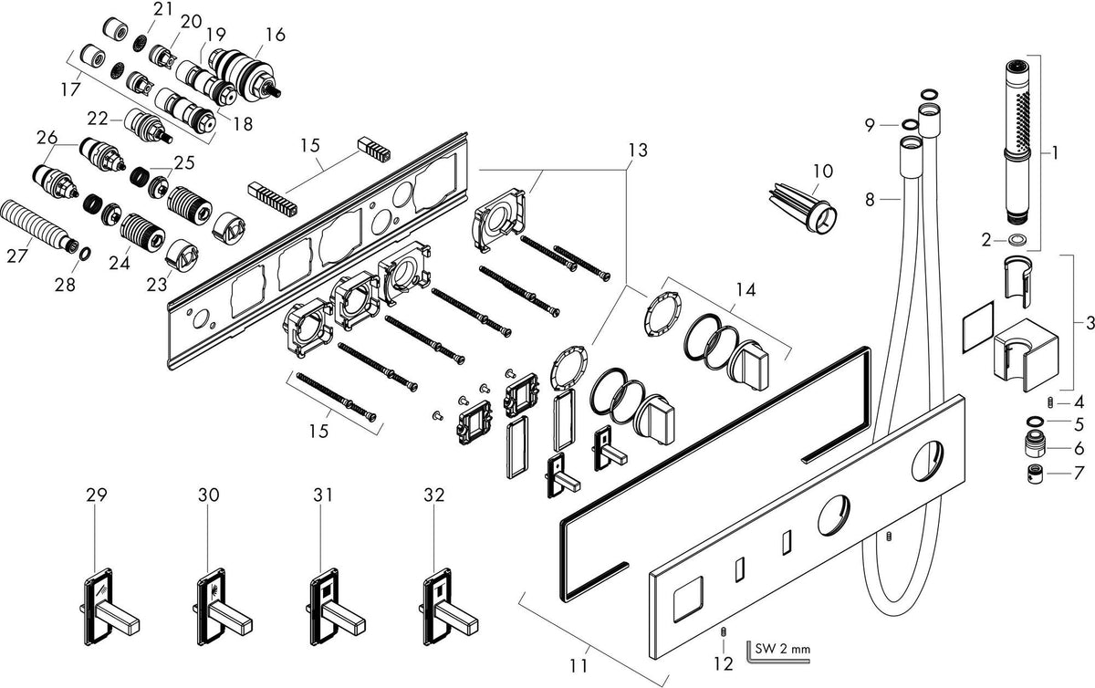 AXOR ShowerComposition Thermostatmodul 470/110 für 2 Verbraucher, chrom – Hansgrohe
