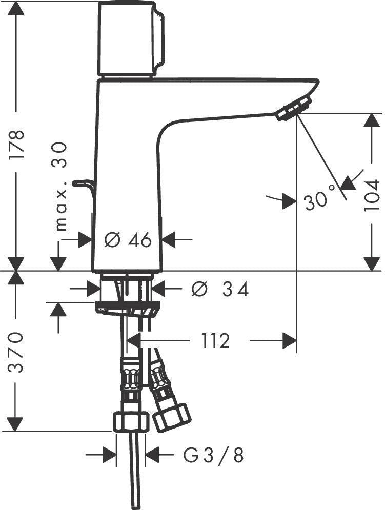 HANSGROHE Talis E Select Waschtisch-Einhandhebelmischer DN 15 Chrom mit Zugstangen-Ablaufgarnitur