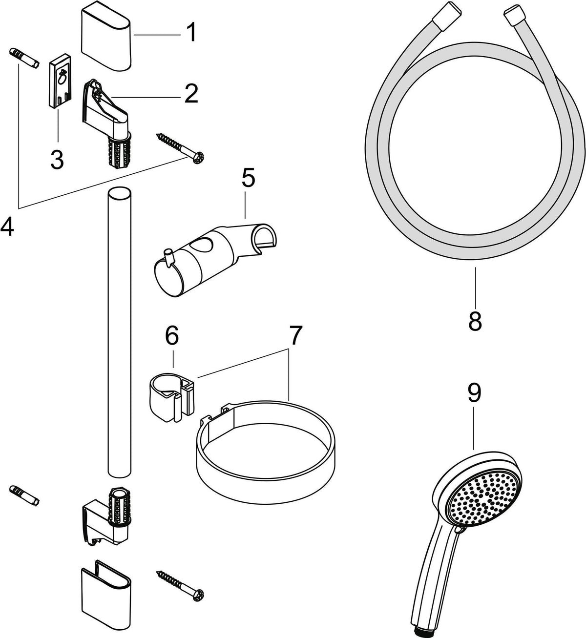 HANSGROHE Brauseset Croma 100 Vario mit Unica´C Stange 900 mm in Chrom – 4 Strahlarten & QuickClean