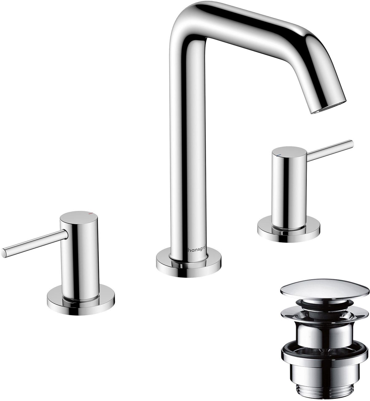HANSGROHE Tecturis S 3-Loch-Waschtischmischer ComfortZone 150 mit Push-Open Ablaufgarnitur, Chrom