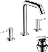 HANSGROHE Tecturis S 3-Loch-Waschtischmischer ComfortZone 150 mit Push-Open Ablaufgarnitur, Chrom