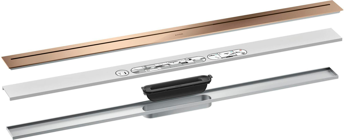 AXOR Drain Duschrinne Fertigset 1000 mm chrom – Designabdeckung, Dryphon, höhenverstellbar