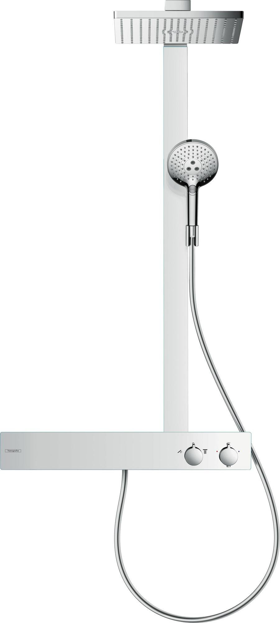 HANSGROHE Raindance E 300 Showerpipe Duschsystem mit Thermostat ShowerTablet 600, 300x300 mm, Chrom