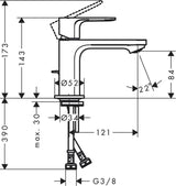 Hansgrohe Rebris E 80 Einhebel-Waschtischmischer CoolStart mit Zugstangen-Ablaufgarnitur, chrom