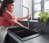 HANSGROHE Metris M71 Einhebel-Küchenmischer DN 15 mit Ausziehbrause, ComfortZone 320, Chrom