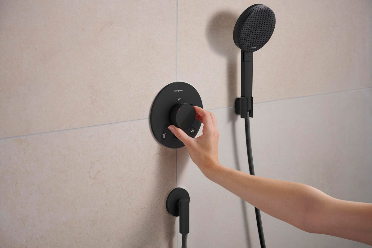 Hansgrohe FixFit Fine S Wandanschluss mit Rückflussverhinderer, 1/2 Zoll, schwarz