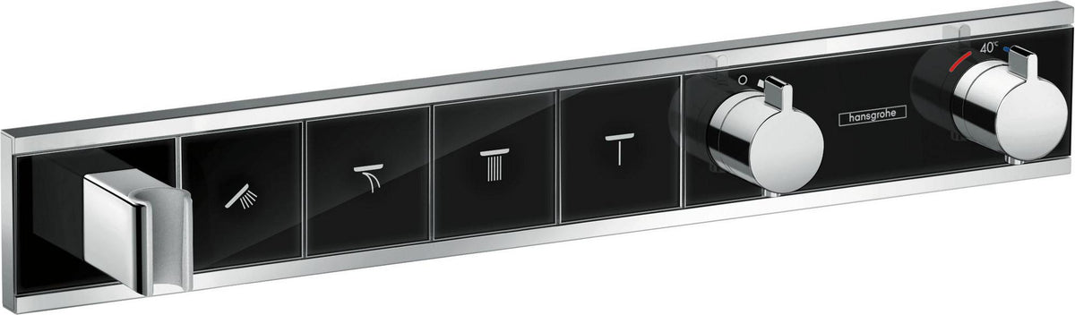 HANSGROHE RainSelect Fertigmontageset Thermostat mit Brausehalter für 4 Verbraucher, Chrom