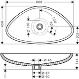 AXOR Massaud Aufsatzwaschschüssel 800 mm von Hansgrohe – Mineralguss weiß, oval, ohne Hahnloch