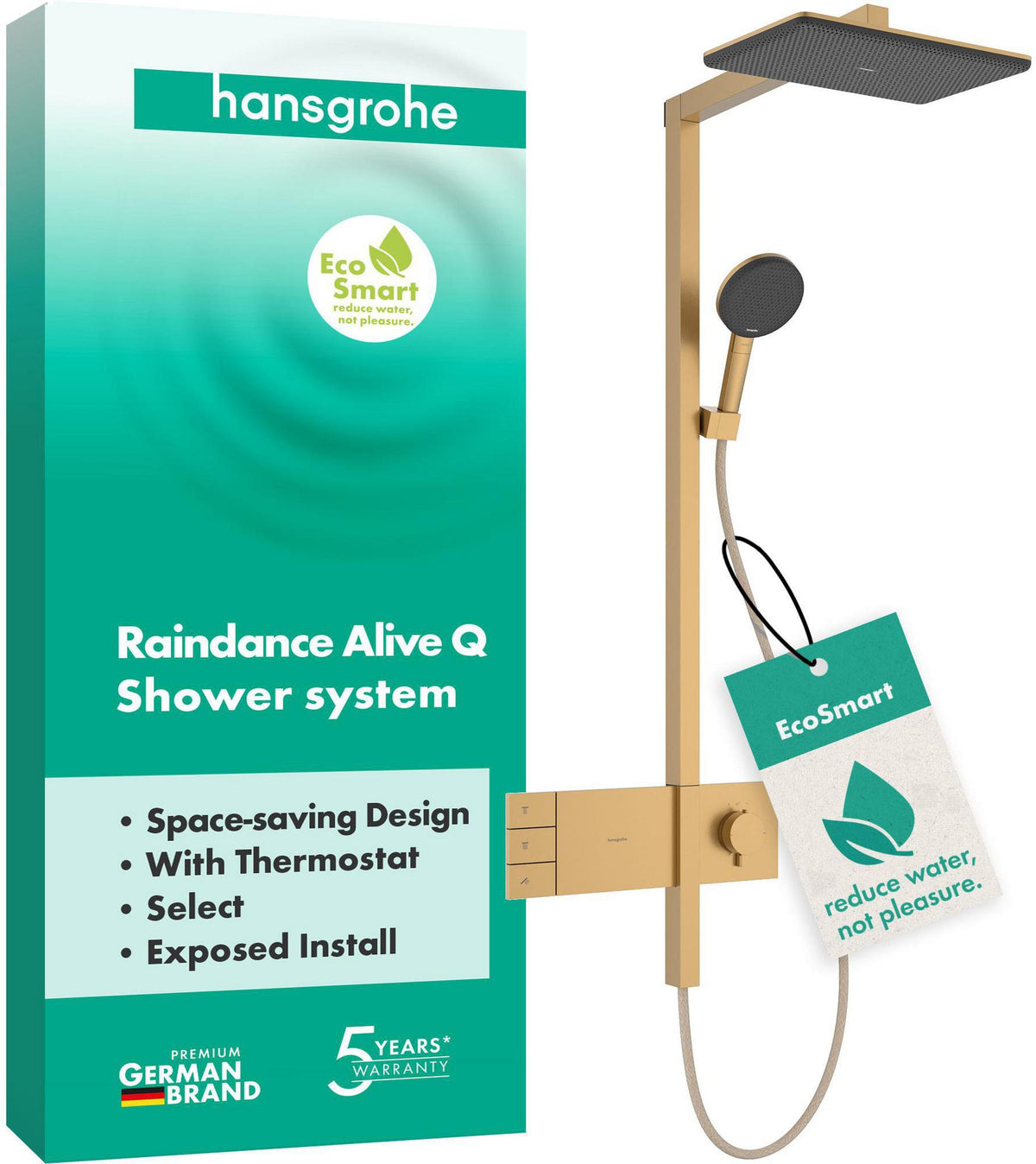 HANSGROHE Duschsystem Raindance Alive Q 2jet EcoSmart mit ShowerSelect Comfort Thermostat