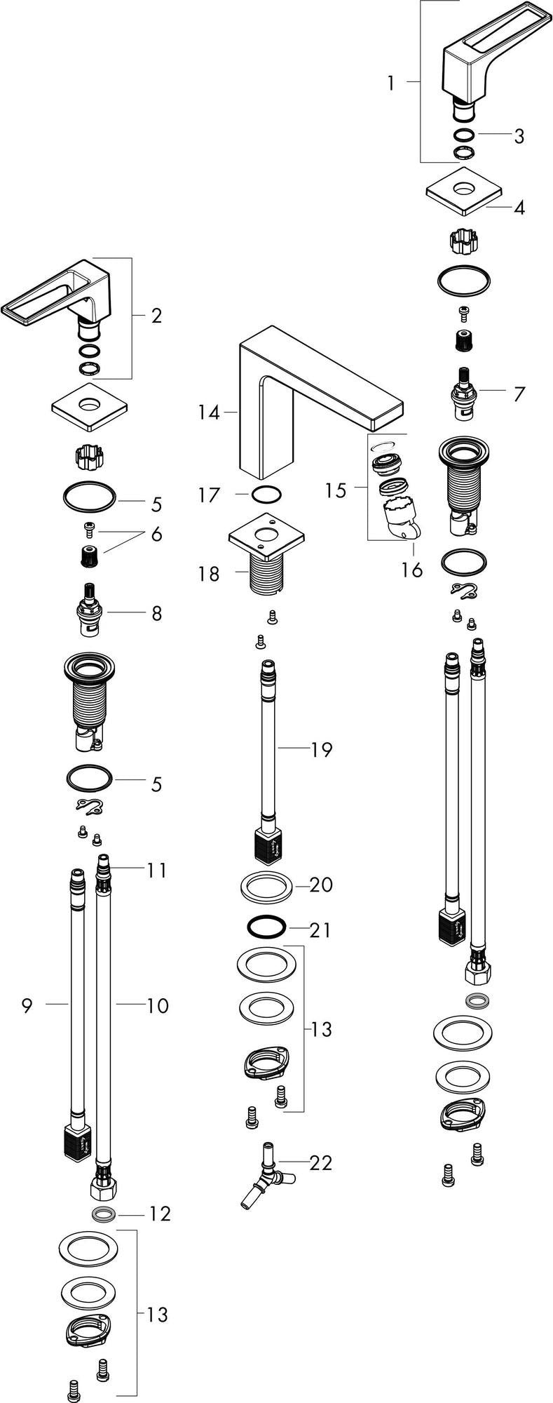 HANSGROHE Metropol 110 3-Loch-Waschtischarmatur DN 15 Chrom mit Push-Open Ablaufgarnitur
