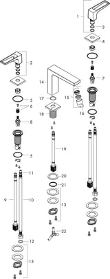 HANSGROHE Metropol 110 3-Loch-Waschtischarmatur DN 15 Chrom mit Push-Open Ablaufgarnitur