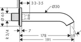 AXOR Uno Wanneneinlauf gebogen in Chrom – Wandmontage, 178 mm Ausladung, DN20