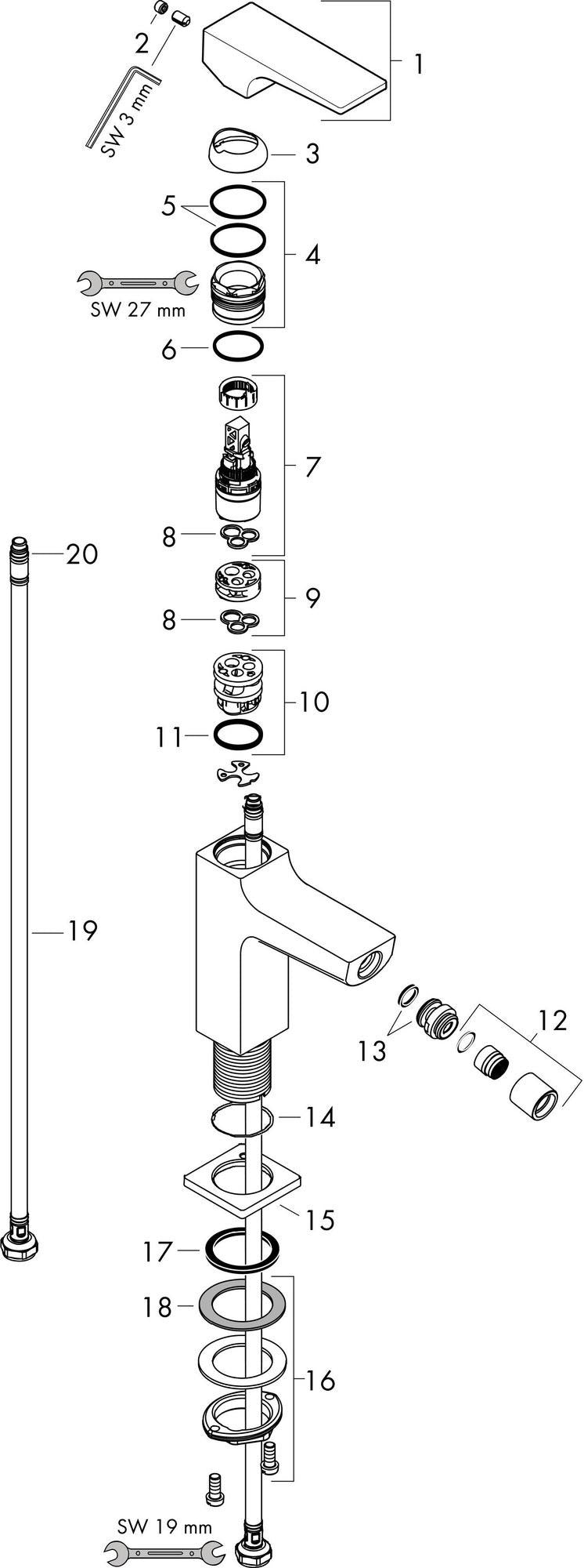 HANSGROHE Metropol Einhebel-Bidetmischer DN15 mit Push-Open Ablaufgarnitur, chrom