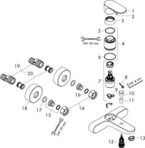 HANSGROHE Rebris S Einhebel-Wannenmischer Aufputz Chrom – Wandmontage, 2 Verbraucher, Temperaturbegrenzung