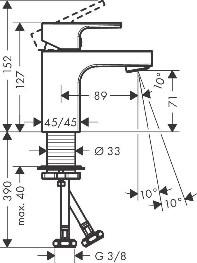 HANSGROHE Vernis Shape 70 Einhebel-Waschtischmischer Chrom – ComfortZone 70, schwenkbarer Strahlformer