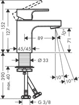 HANSGROHE Vernis Shape 70 Einhebel-Waschtischmischer Chrom – ComfortZone 70, schwenkbarer Strahlformer
