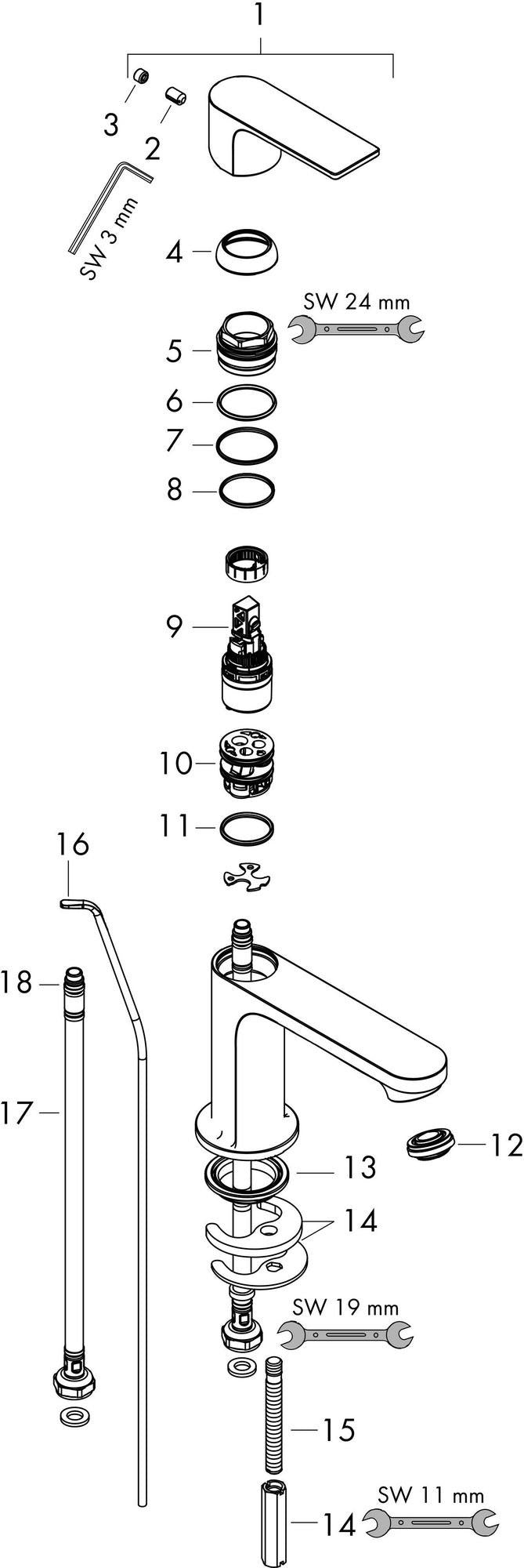HANSGROHE Rebris E 80 Einhebel-Waschtischmischer CoolStart mit Zugstangen-Ablaufgarnitur, chrom