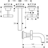 AXOR CITTERIO 3-Loch-Waschtischarmatur DN 15, Auslauf 162 mm, Kreuzgriffe mit Rosetten, Chrom