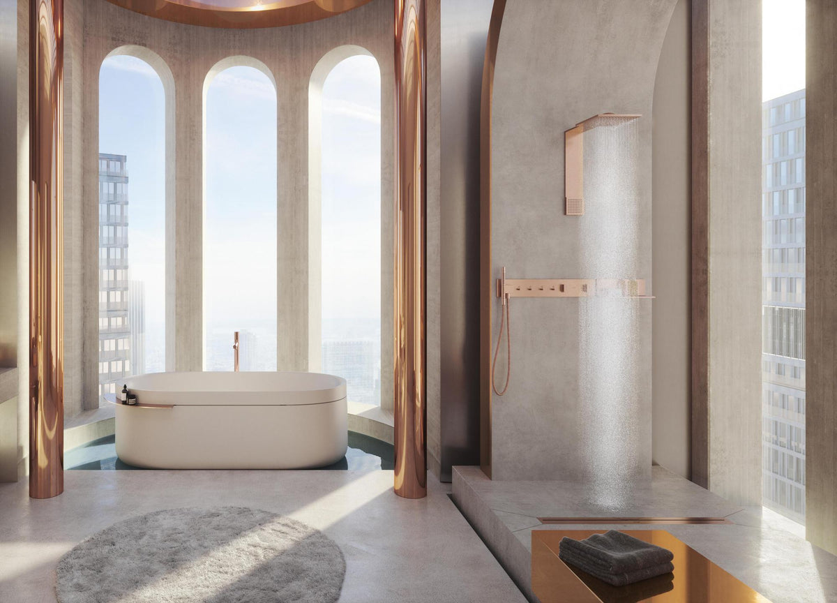 AXOR UNO Einhebel-Wannenmischer bodenstehend mit Zerogriff, Stabhandbrause und Brauseschlauch – Chrom