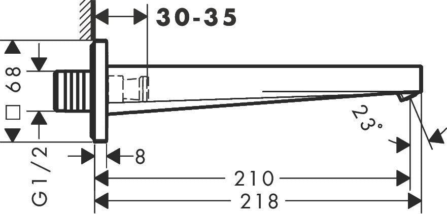 HANSGROHE Wanneneinlauf Tecturis E Chrom – Wandmontage, WaterfallStream, 210 mm Ausladung