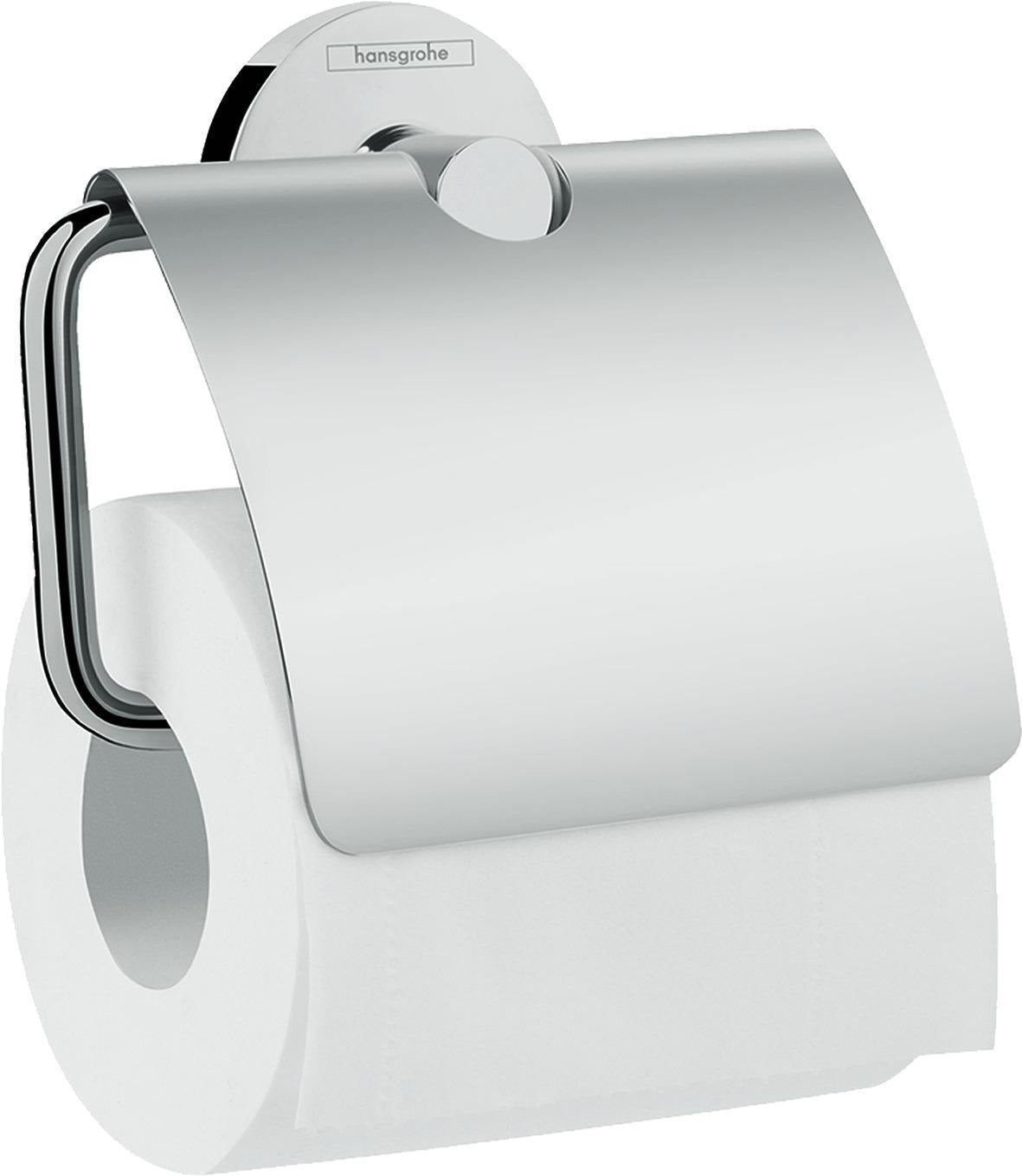 HANSGROHE Papierrollenhalter Logis Universal Chrom mit Deckel – Wandmontage aus Messing