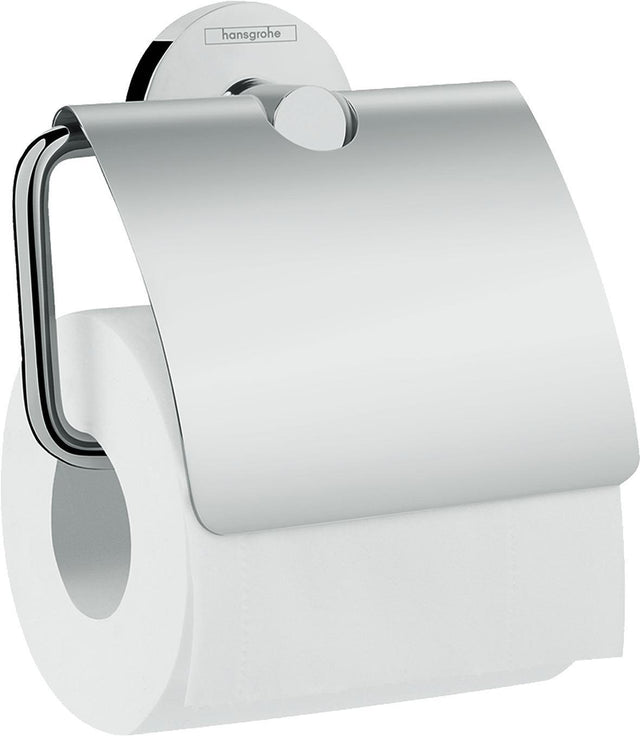 HANSGROHE Papierrollenhalter Logis Universal Chrom mit Deckel – Wandmontage aus Messing