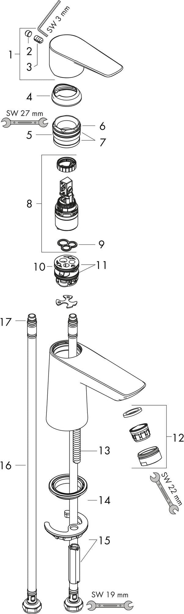 HANSGROHE Talis E Einhebel-Waschtischmischer DN 15 mit Zugstangen-Ablaufgarnitur, chrom