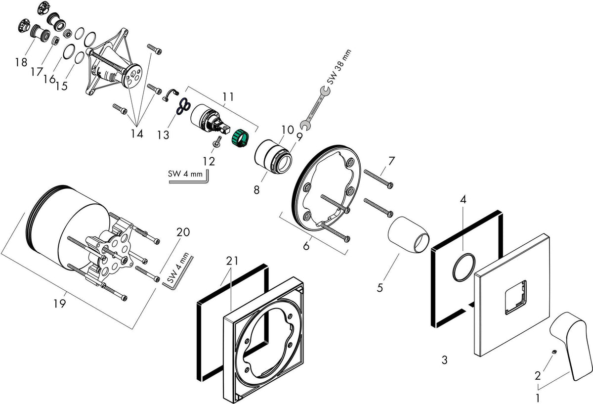 HANSGROHE VIVENIS Fertigmontageset für Unterputz-Brausemischer, Chrom, iBox Einhebel-Brausemischer